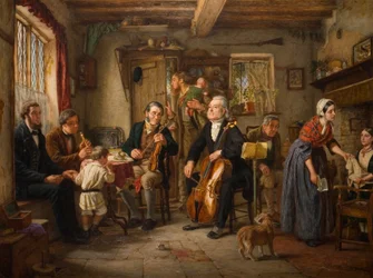 Filharmoninen harjoitus maalaistalossa, 1860