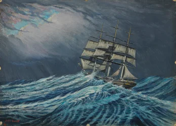 Purjelaiva, 1800-luvun loppu - 1900-luvun puoliväli (öljy kortille)