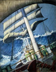 Endymionin silta huonolla säällä. Öljy paperille, Herbert Barnard John Everett (1876-1949).