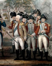 Brittiläiset upseerit Tarleton, Cornwallis, Abercrombie, O