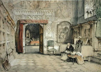 Sala Capitular, Toledo, teoksesta "Sketches of Spain", kaivertaja Charles Joseph Hullmandel (1789-1850), julkaistu 1836 (värilitografia).