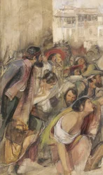 Study for the Proklamation of Don Carlos, n. 1834-28 (w/c & bodycolor liidulla ja kynällä paperilla)