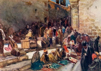 Sisäänkäynti Pyhän haudan kirkon etupihaan. - Jerusalem, 1902.