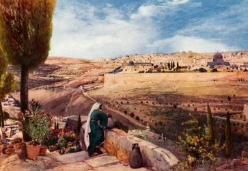 Jerusalem Öljymäeltä nähtynä, missä Kristus itki kaupunkia, 1902