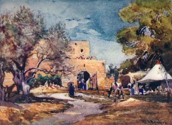 Keskiaikainen rakennus Jerusalemin pohjoismuurin ulkopuolella, 1902.
