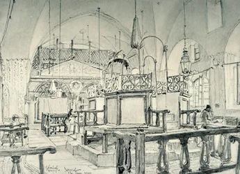 Espanjalainen synagoga Jerusalemissa - Sisustus, 1902.