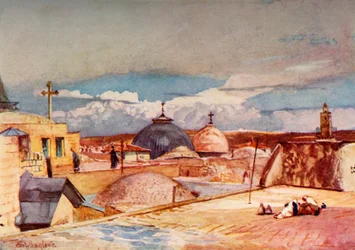 Pyhän haudan kupolit Siionin vuoren huipulta, 1902.