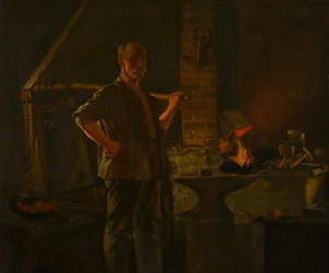 The Village Smith, n. 1900 (öljy kankaalle)