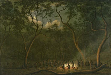 Australian aboriginaalien corroboree Van Diemenin maassa