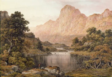 Matkustajat järven rannalla järvialueella