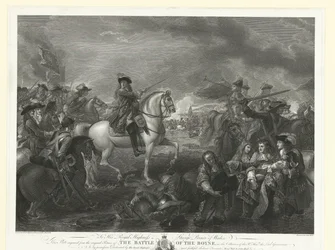 El rei Guillem III a la batalla del Boyne, 1690 Finalització de la Batalla del Boyne (títol sobre objecte).
