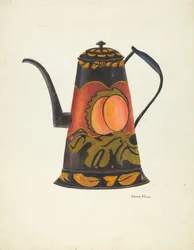 Toleware kahvipannu, 19351942.