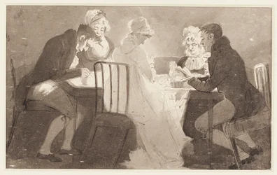 Ryhmä pöydän ääressä, 1806 (wc paperilla)