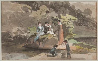 Ryhmä veden äärellä, 1810 (wc paperilla)