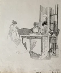 Naisten ompelu, 1805 (kynä ja muste paperille)