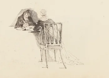 Mies ja nainen istuvat pöydän ääressä, 1805