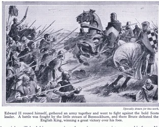 Edward II kokosi armeijan ja kävi taistelun Bannockburnissa 1314 jKr, missä Bruce voitti englantilaiset, n. 1950