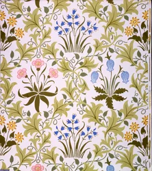 Celandine Wallpaper Design, myöhään 1896 (värillinen puupainatus paperille)