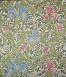 Iris-tapetti, jonka on suunnitellut John Henry Dearle (1860-1932) Morris und Companylle, 1902