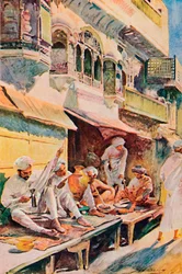 Työntekijät Intian basaarissa, 1913
