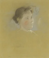 Study of a Head, n. 1888-1895 (pastelli, jossa grafiitin vivahteita kartongilla)