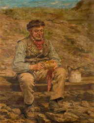 Työmies syömässä lounasta, 1886-87