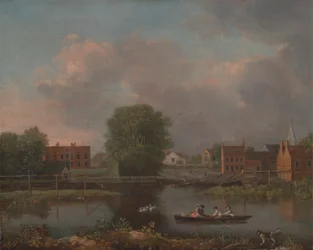 Jokimaisema, mahdollisesti näkymä Rochester Bridgen West Endistä