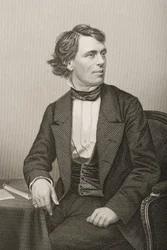 John Bartholomew Gough (1817-86), kaiverrus D.J. Pound valokuvasta, Lontoossa 1860 julkaistusta The Drawing-Room of Eminent Personages, Volume 2