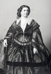 Madame Anna Bishop (1810-84), D.J. Poundin valokuvasta kaiverrettu, Lontoossa 1860 julkaistusta teoksesta "The Drawing-Room of Eminent Personages, Volume 2".