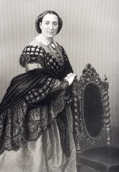 Madame Rosino Pencon (1823-94) kaiverrus D.J. Pound valokuvasta, Lontoossa 1860 julkaistusta The Drawing-Room of Eminent Personages, Volume 2