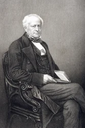 Sir Fitzroy Kelly (1796-1880), kaiverrus D.J. Pound valokuvasta, Lontoossa 1860 julkaistusta The Drawing-Room of Eminent Personages, Volume 2