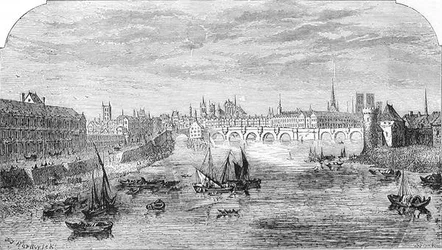 Pariisi 1700-luvulla, kaiverrus William Michael Roberts Quick (1838-1927), teoksesta "Ranskan historia", Emile de Bonnechose, julkaisija Ward, Lock and Co, Lontoo (kaiverrus)
