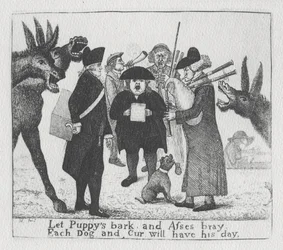 Anna pentujen haukkua ja aasien haukkua, jokaisella koiralla ja curilla on päivänsä, 1784