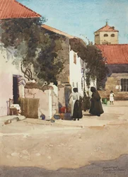 Segovia Courtyard (akvarelli)
