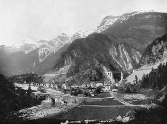 St Gotthardin sola ja silta, Sveitsi, 1893.