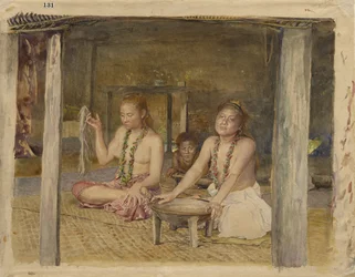 Siva Siakumun kanssa tekee Kavaa Tofaen talossa, n. 1893