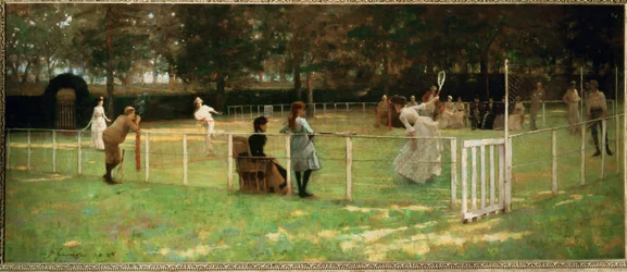 Tennispeli (maalaus kankaalle)