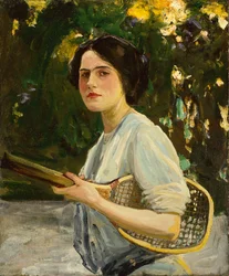 Eileen Lavery pitelee tennismailaa