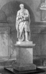 Englantilaisen matemaatikon, tähtitieteilijän ja fyysikon Sir Isaac Newtonin patsas, 1800-luku.