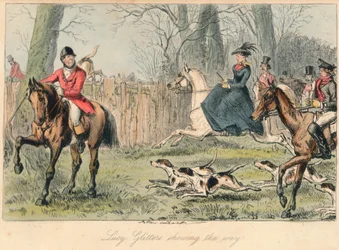 Lucy Glitters näyttämässä tietä, 1865. Taiteilijat: John Leech, Hablot Knight Browne.