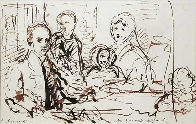 William Albin Garratt ja perhe, noin 1830 (tussi ja muste paperille).
