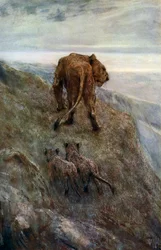 Valvomassa - Lioness and Cubs, c1878-1910, 1912.