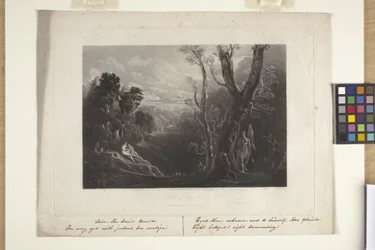 Saatana pohtii Aatamia ja Eevaa paratiisissa (mezzotint)