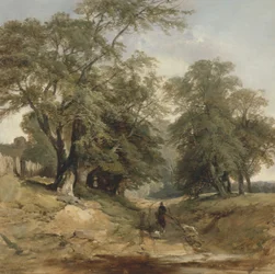 Maisema ratsumiehen kanssa, n. 1850 (öljy kankaalle)