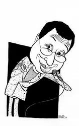Ben Elton karikatyyri, englantilainen koomikko, kirjailija ja ohjaaja: b