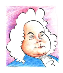 Georg Friedrich - George Frideric Handel - saksalaisen (myöhemmin englantilaisen) säveltäjän John Minnionin karikatyyri.