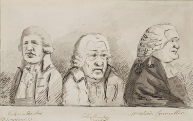 Batson, pankkiiri, Tulley, pankkiiri, herra Wood, kaupunginvaltuutettu, 69 Lombard Street, Cornhill, 1790 (kynä, sivellin ja muste paperille).