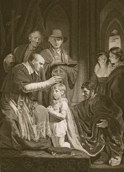 Henrik VI:n kruunajaiset, kaivertanut T. Holloway, kuvitus David Humen teoksesta "The History of England", julkaisija R. Bowyer, Lontoo, 1812