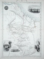 Brittiläinen Guyana, John Tallis & Co:n, New Yorkin ja Lontoon julkaisemasta World Maps -sarjasta