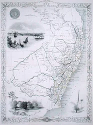 Uusi Etelä-Wales, John Tallis & Co:n, Lontoo ja New York, julkaisemasta maailmankarttasarjasta.